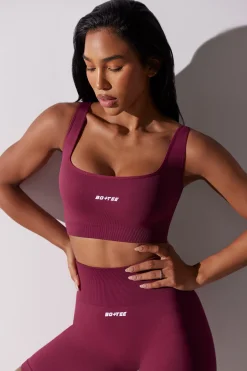 Oh Polly Matching Sets^Open Back Square Neck Sports Bra in Plum