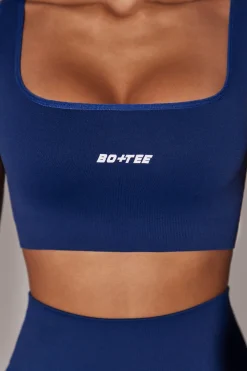 Oh Polly Matching Sets^Open Back Square Neck Sports Bra in Navy