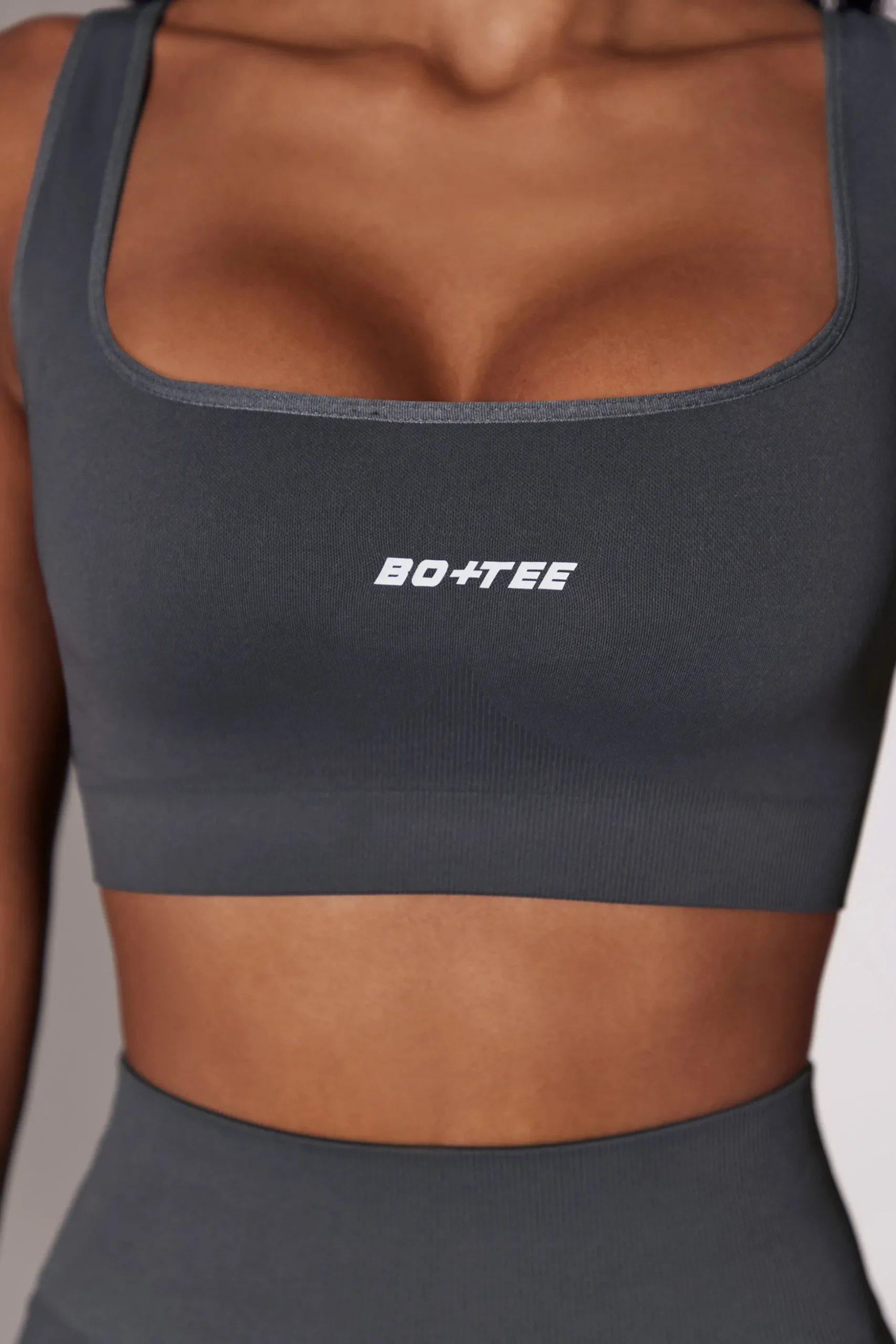 Oh Polly Matching Sets^Open Back Square Neck Sports Bra in Grey