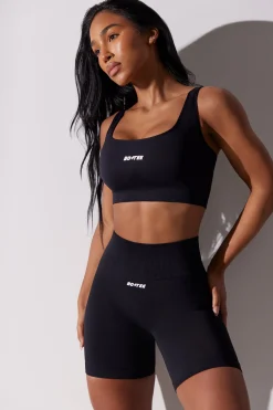 Oh Polly Matching Sets^Open Back Square Neck Sports Bra in Black
