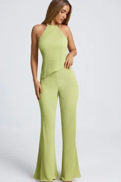 Oh Polly Co-Ords | Tops^Open-Back Asymmetric Halterneck Top in Olive Green OliveGreen