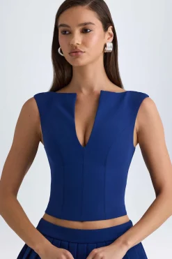 Oh Polly Co-Ords | Tops^Open-Front Crop Top in True Navy TrueNavy