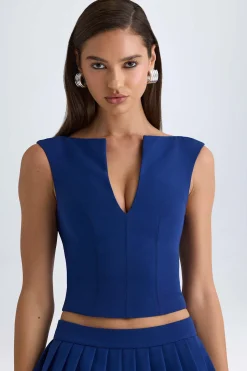 Oh Polly Co-Ords | Tops^Open-Front Crop Top in True Navy TrueNavy