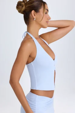 Oh Polly Co-Ords | Tops^Open-Front Halterneck Top in Periwinkle Blue PeriwinkleBlue