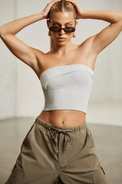 Oh Polly Women'S Clothing Sale - $65 And Under | Women'S Clothing Sale - $40 And Under^Overlap Bandeau Crop Top in Grey