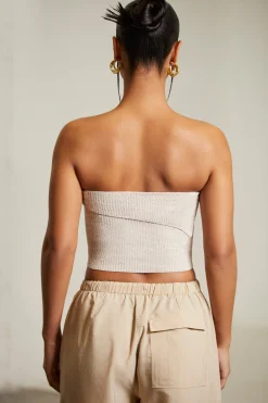 Oh Polly Women'S Clothing Sale - $65 And Under | Women'S Clothing Sale - $40 And Under^Overlap Bandeau Crop Top in Beige