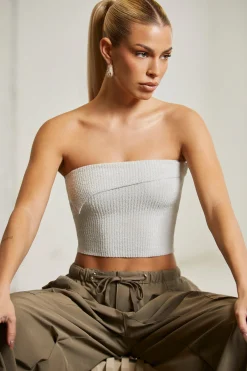 Oh Polly Women'S Clothing Sale - $65 And Under | Women'S Clothing Sale - $40 And Under^Overlap Bandeau Crop Top in Grey