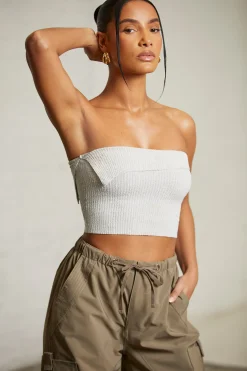 Oh Polly Women'S Clothing Sale - $65 And Under | Women'S Clothing Sale - $40 And Under^Overlap Bandeau Crop Top in Grey
