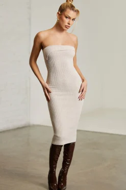 Oh Polly Women'S Clothing Sale - $65 And Under | Women'S Clothing Sale - $40 And Under^Overlap Bandeau Midi Dress in Beige