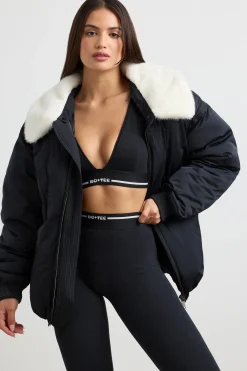 Oh Polly Coats^Oversized Bomber Jacket in Black