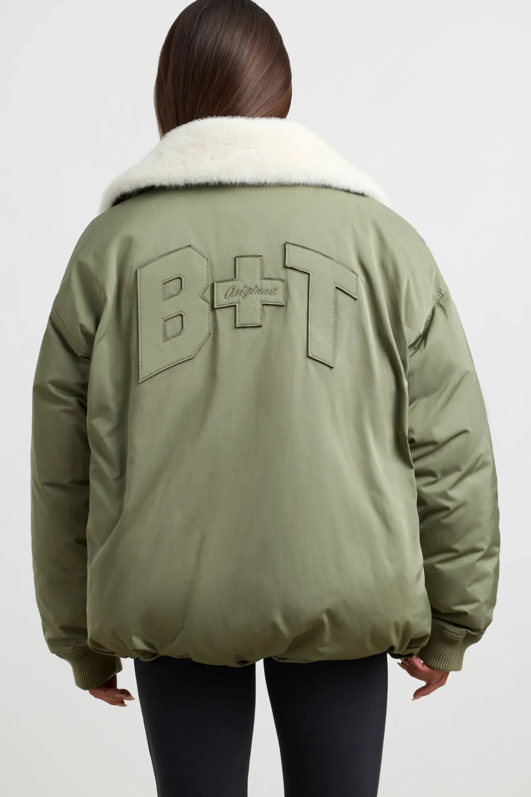 Oh Polly Coats^Oversized Bomber Jacket in Deep Olive DeepOlive