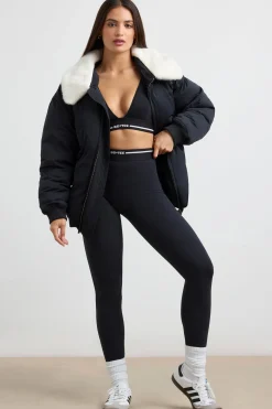 Oh Polly Coats^Oversized Bomber Jacket in Black