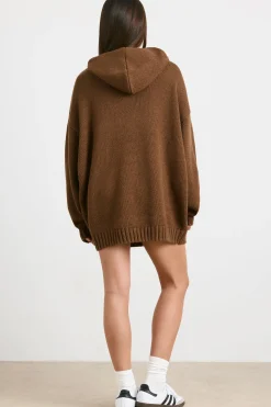 Oh Polly Knitwear | Sweatshirts^Oversized Chunky Knit Hoodie in Espresso