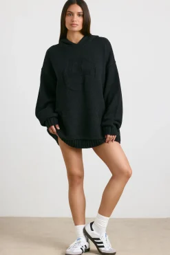 Oh Polly Knitwear | Sweatshirts^Oversized Chunky Knit Hoodie in Black