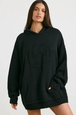 Oh Polly Knitwear | Sweatshirts^Oversized Chunky Knit Hoodie in Black