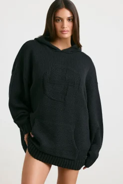Oh Polly Knitwear | Sweatshirts^Oversized Chunky Knit Hoodie in Black