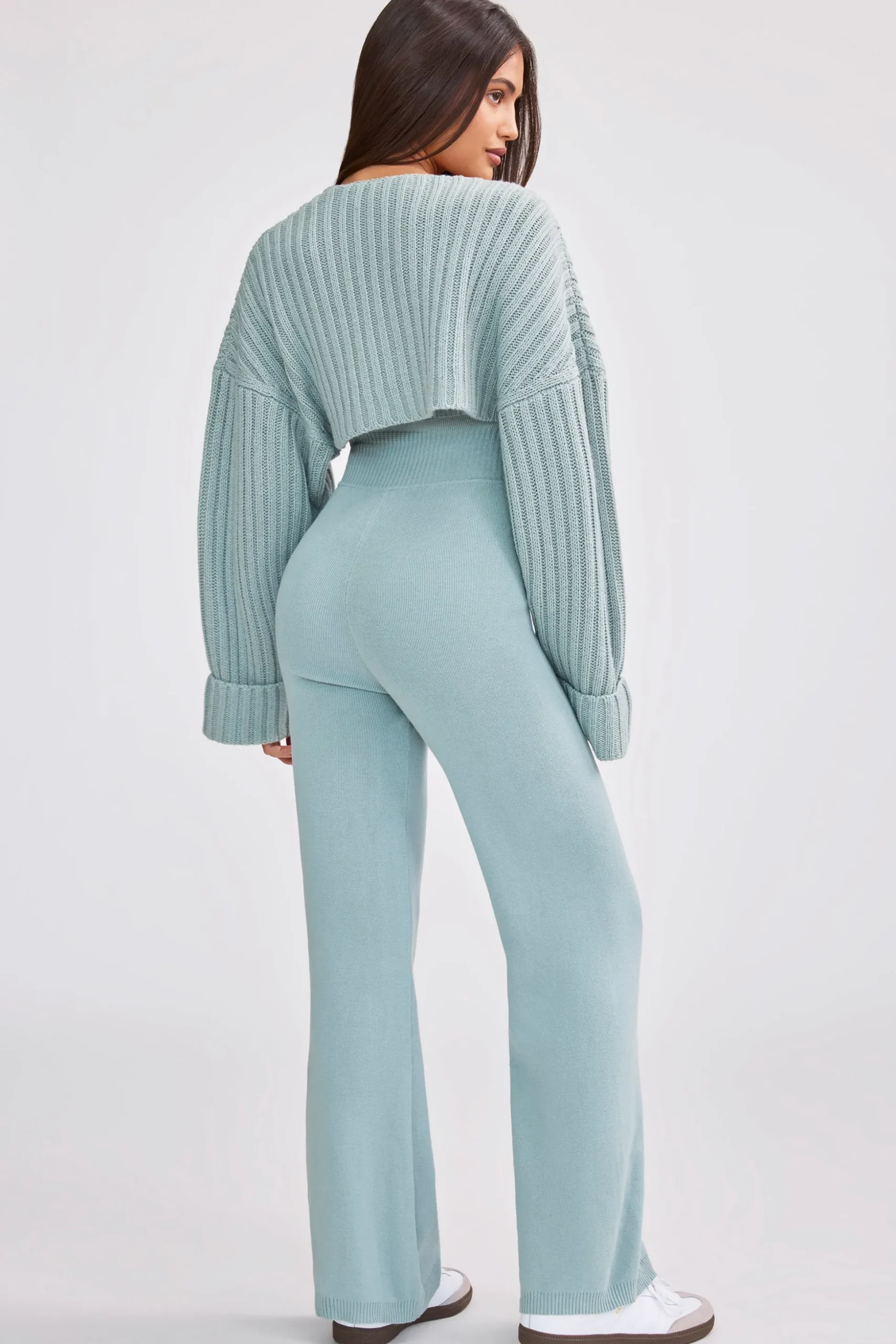 Oh Polly Knitwear^Oversized Chunky Knit Shrug in Dusty Teal DustyTeal