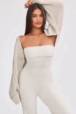 Oh Polly Knitwear^Oversized Chunky Knit Shrug in Cream