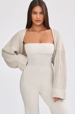 Oh Polly Knitwear^Oversized Chunky Knit Shrug in Cream