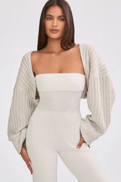 Oh Polly Knitwear^Oversized Chunky Knit Shrug in Cream
