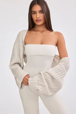 Oh Polly Knitwear^Oversized Chunky Knit Shrug in Cream