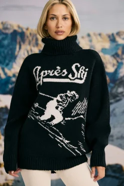 Oh Polly Knitwear | Tracksuits^Oversized Chunky-Knit Turtleneck Jumper in Black