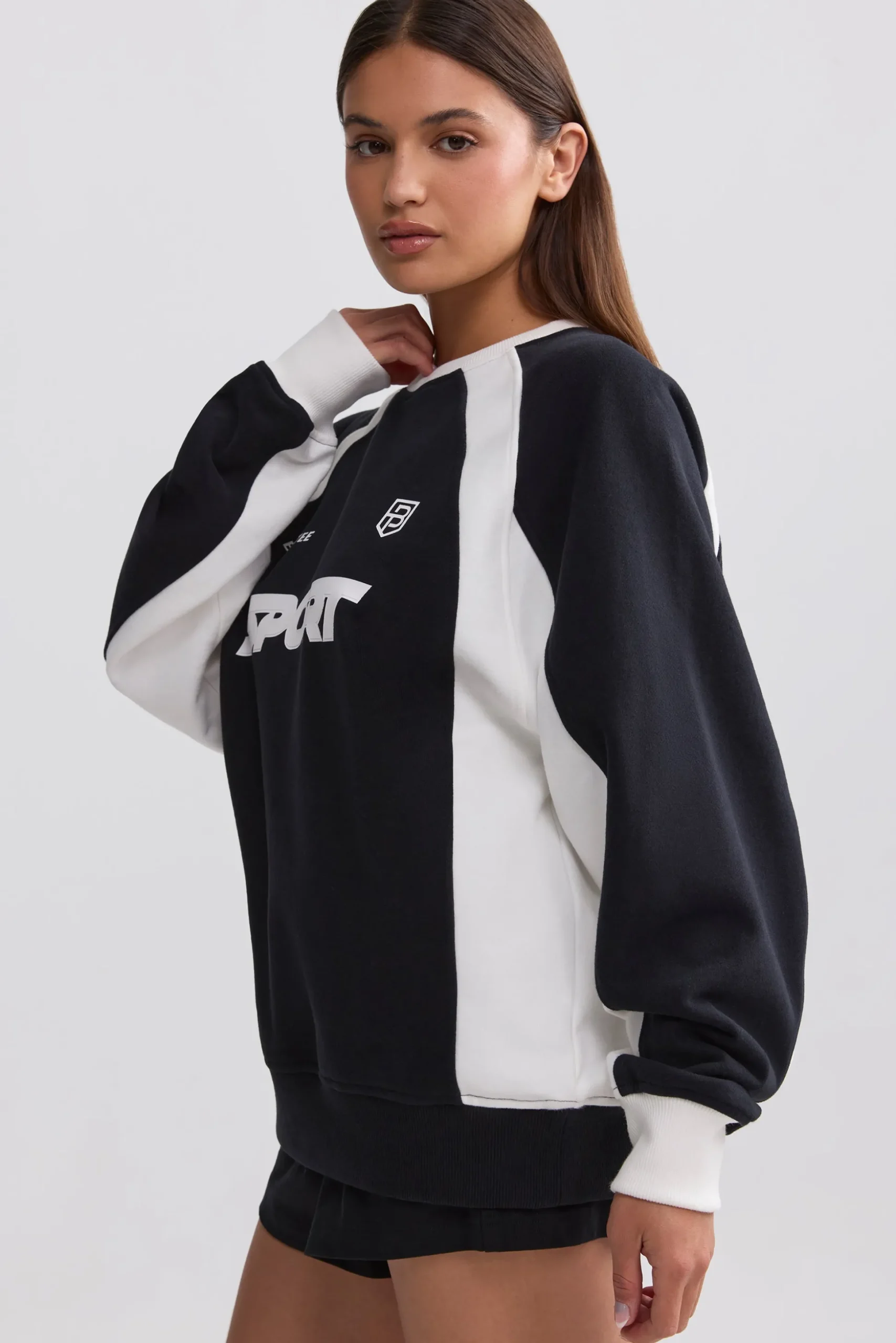 Oh Polly Sweatshirts | Matching Sets^Oversized Colourblock Sweatshirt in Black