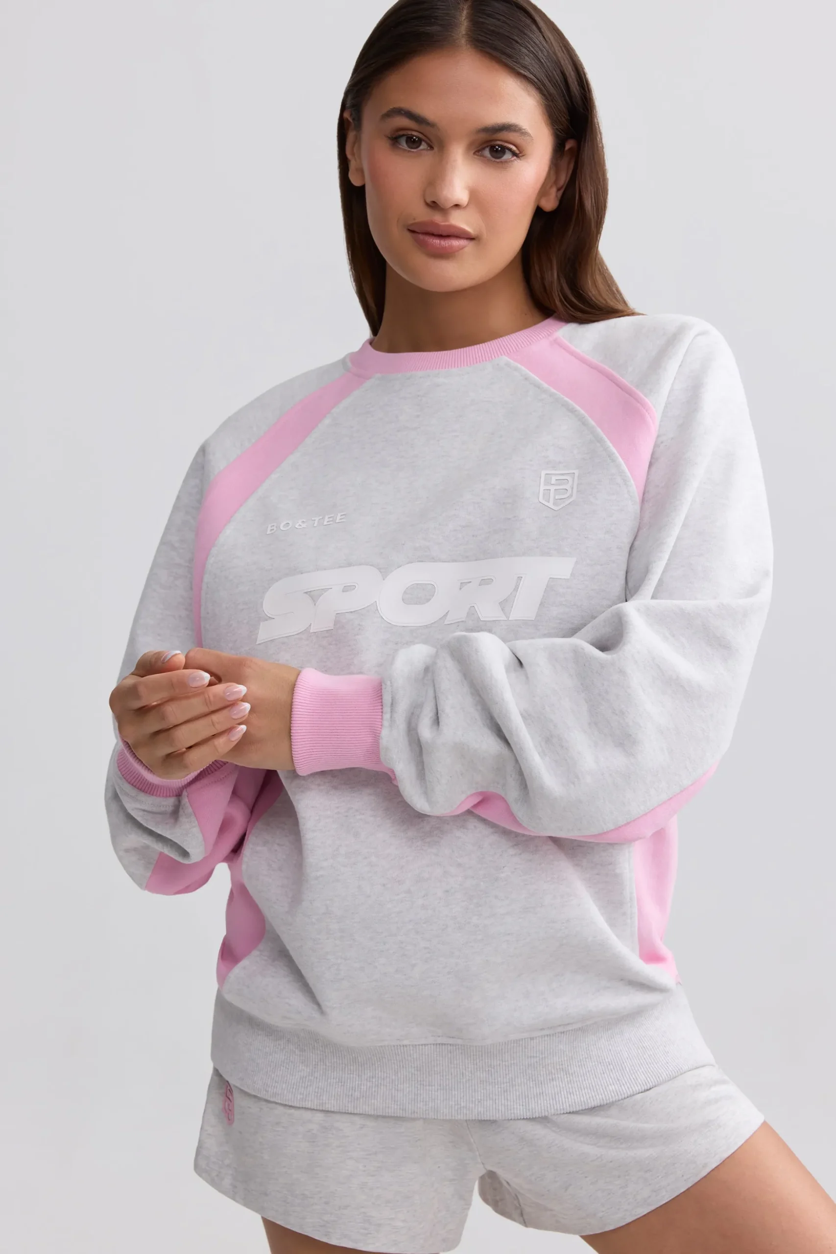 Oh Polly Sweatshirts | Matching Sets^Oversized Colourblock Sweatshirt in Grey Marl GreyMarl