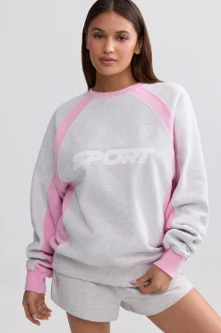 Oh Polly Sweatshirts | Matching Sets^Oversized Colourblock Sweatshirt in Grey Marl GreyMarl