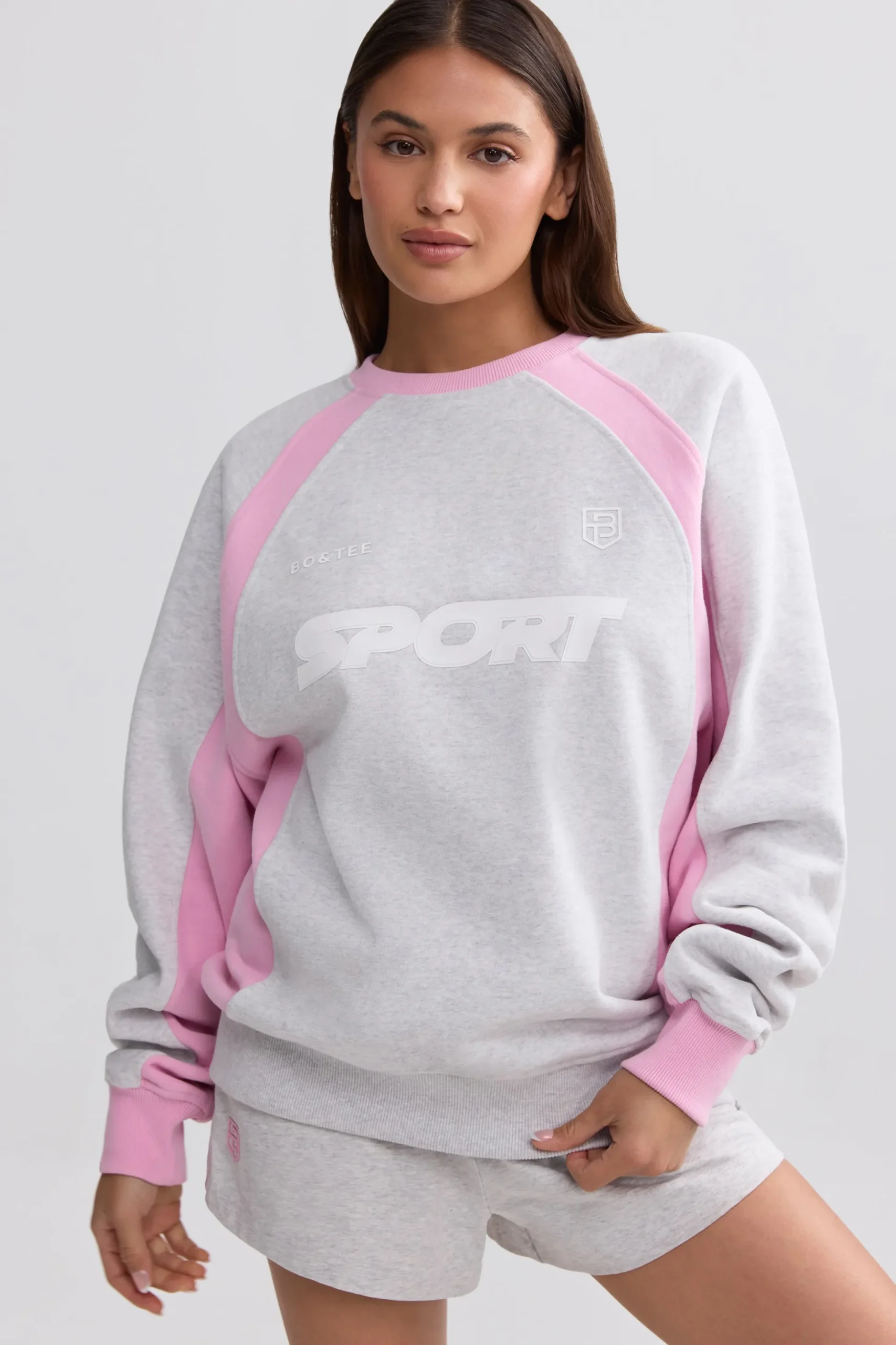 Oh Polly Sweatshirts | Matching Sets^Oversized Colourblock Sweatshirt in Grey Marl GreyMarl