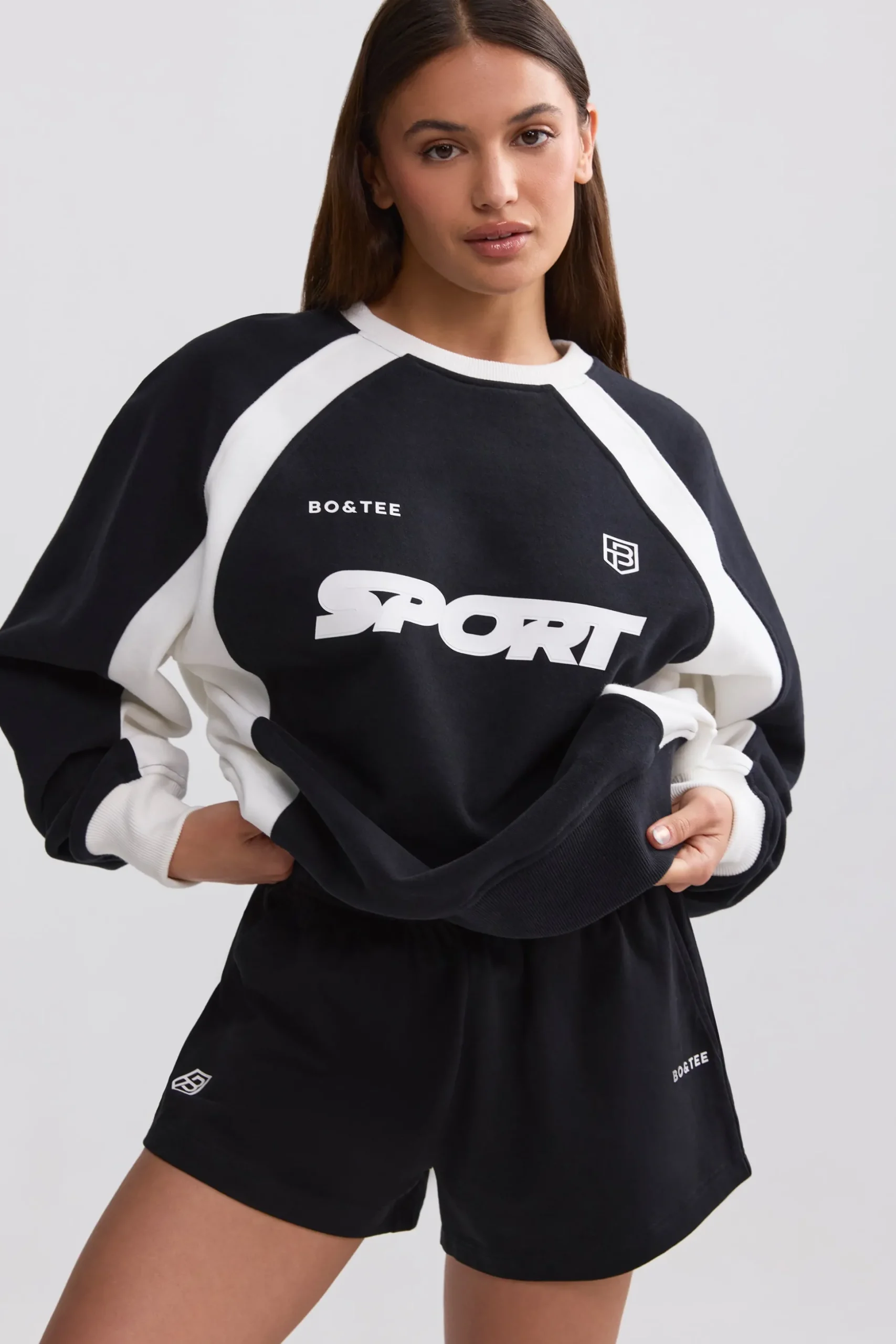 Oh Polly Sweatshirts | Matching Sets^Oversized Colourblock Sweatshirt in Black
