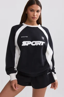 Oh Polly Sweatshirts | Matching Sets^Oversized Colourblock Sweatshirt in Black