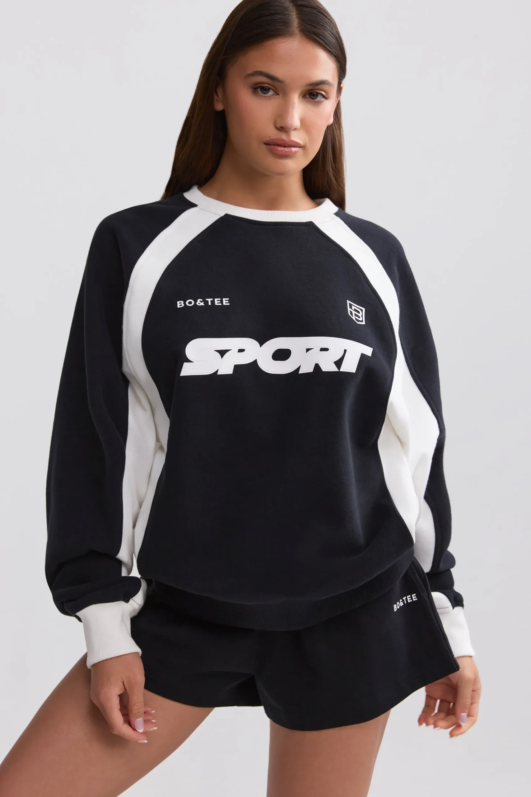 Oh Polly Sweatshirts | Matching Sets^Oversized Colourblock Sweatshirt in Black