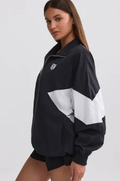 Oh Polly Tracksuits | Matching Sets^Oversized Colourblock Track Jacket in Black