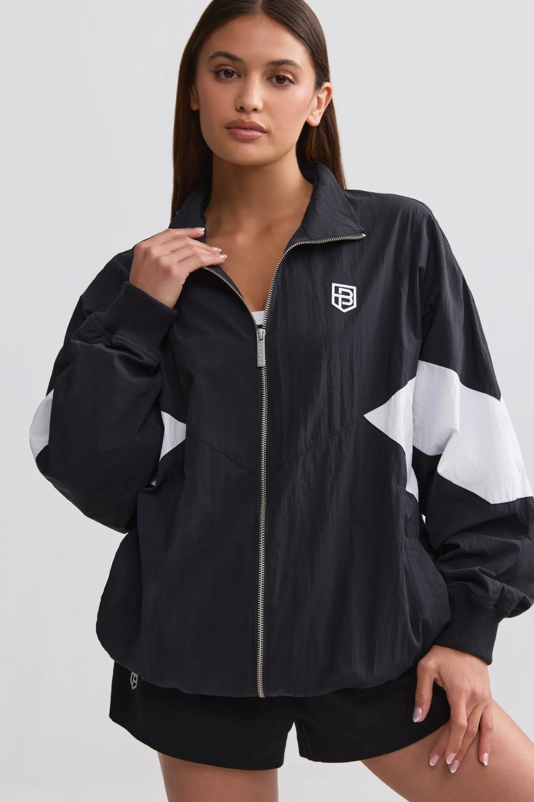 Oh Polly Tracksuits | Matching Sets^Oversized Colourblock Track Jacket in Black