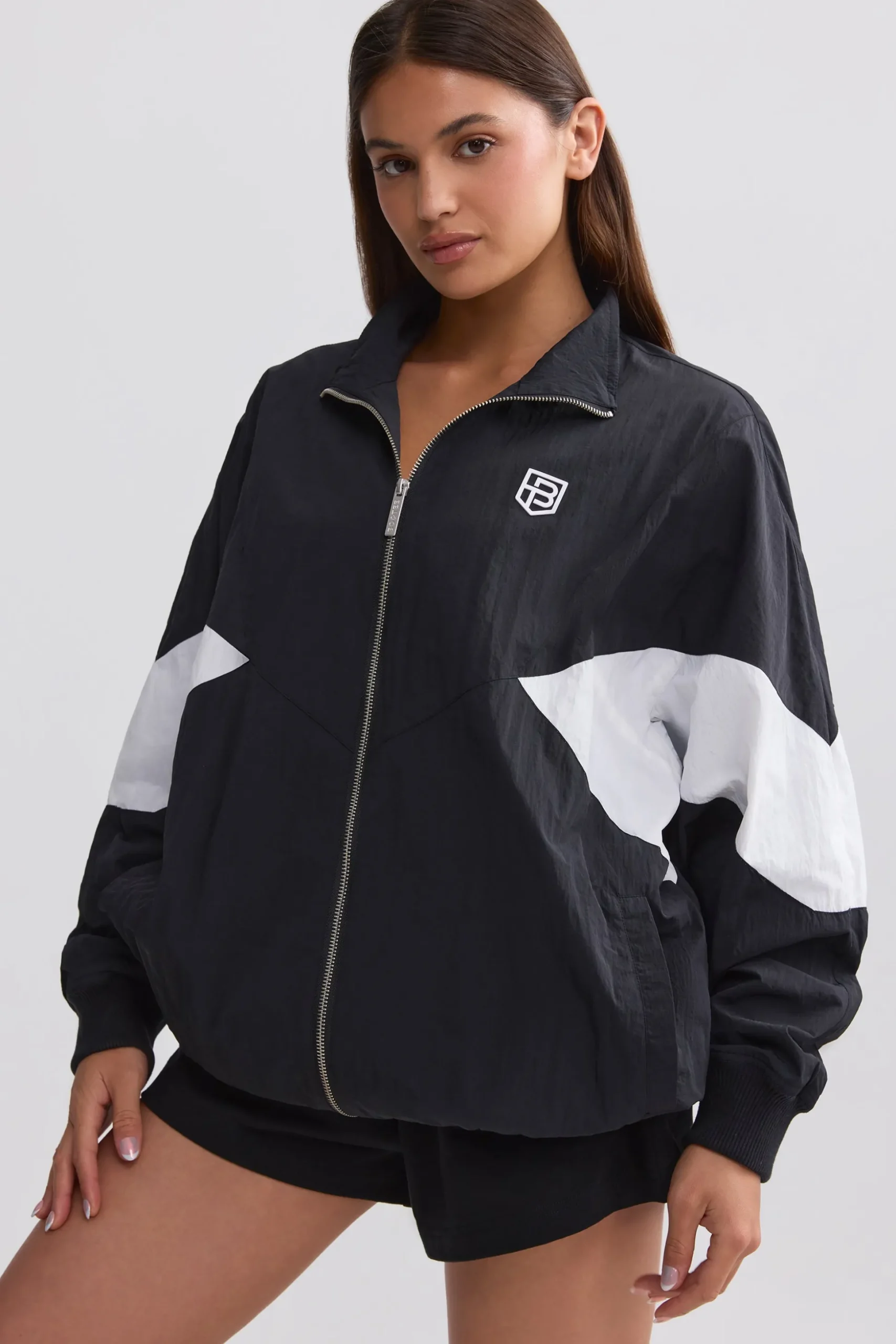Oh Polly Tracksuits | Matching Sets^Oversized Colourblock Track Jacket in Black