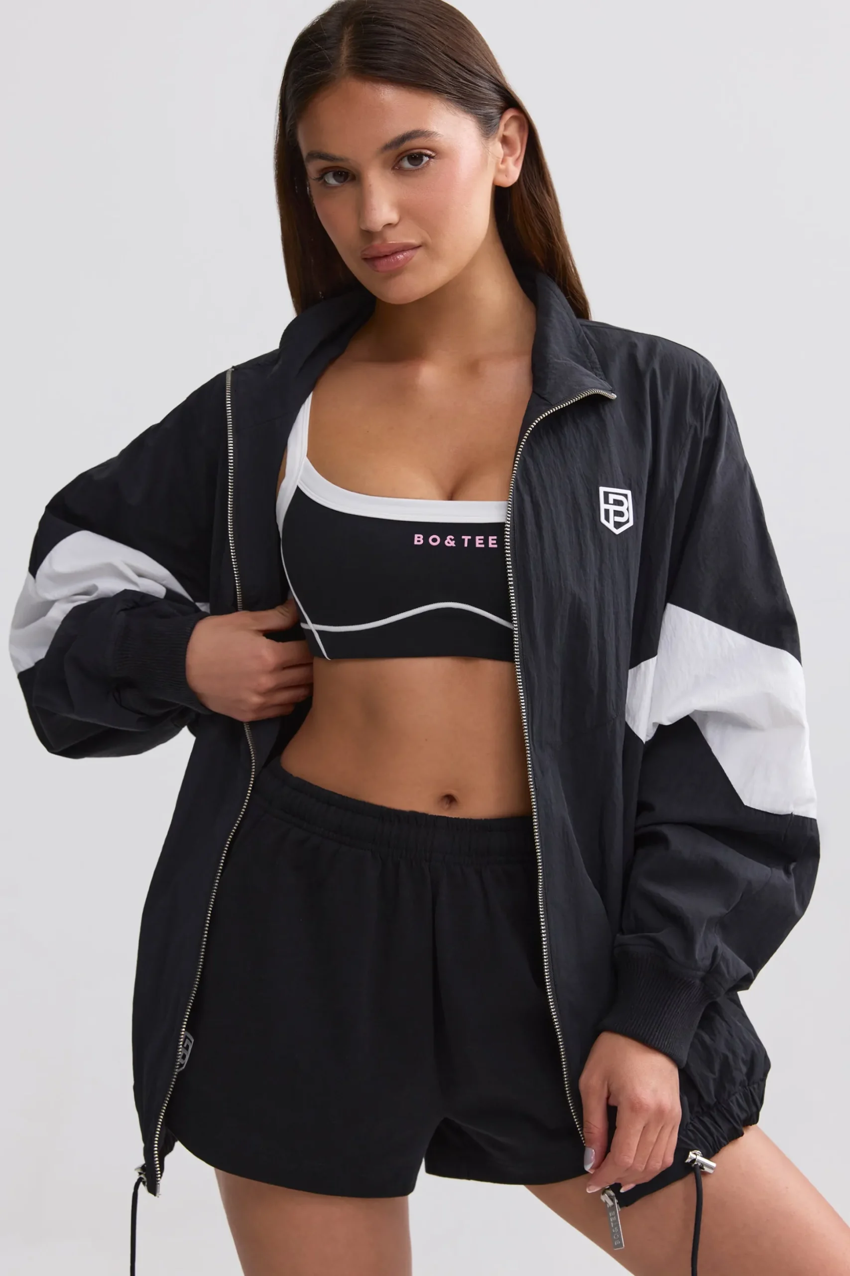 Oh Polly Tracksuits | Matching Sets^Oversized Colourblock Track Jacket in Black