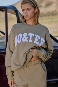 Oh Polly Tracksuits | Sweatshirts^Oversized Crew Neck Sweatshirt in Soft Olive SoftOlive