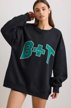 Oh Polly Women'S Clothing Sale - $65 And Under | Women'S Clothing Sale - $40 And Under^Oversized Crew Neck Sweatshirt in Black