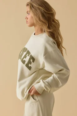Oh Polly Tracksuits | Sweatshirts^Oversized Crew Neck Sweatshirt in Bone
