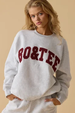 Oh Polly Tracksuits | Sweatshirts^Oversized Crew Neck Sweatshirt in Heather Grey HeatherGrey