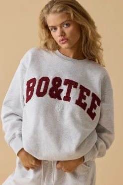 Oh Polly Tracksuits | Sweatshirts^Oversized Crew Neck Sweatshirt in Heather Grey HeatherGrey