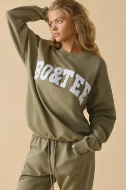 Oh Polly Tracksuits | Sweatshirts^Oversized Crew Neck Sweatshirt in Soft Olive SoftOlive