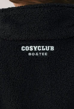Oh Polly Coats^Oversized Fleece Zip Up Jacket in Onyx
