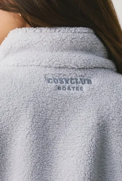 Oh Polly Coats^Oversized Fleece Zip Up Jacket in Fog