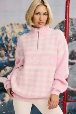 Oh Polly Knitwear | Tracksuits^Oversized Half-Zip Chunky-Knit Jumper in Pastel Pink PastelPink
