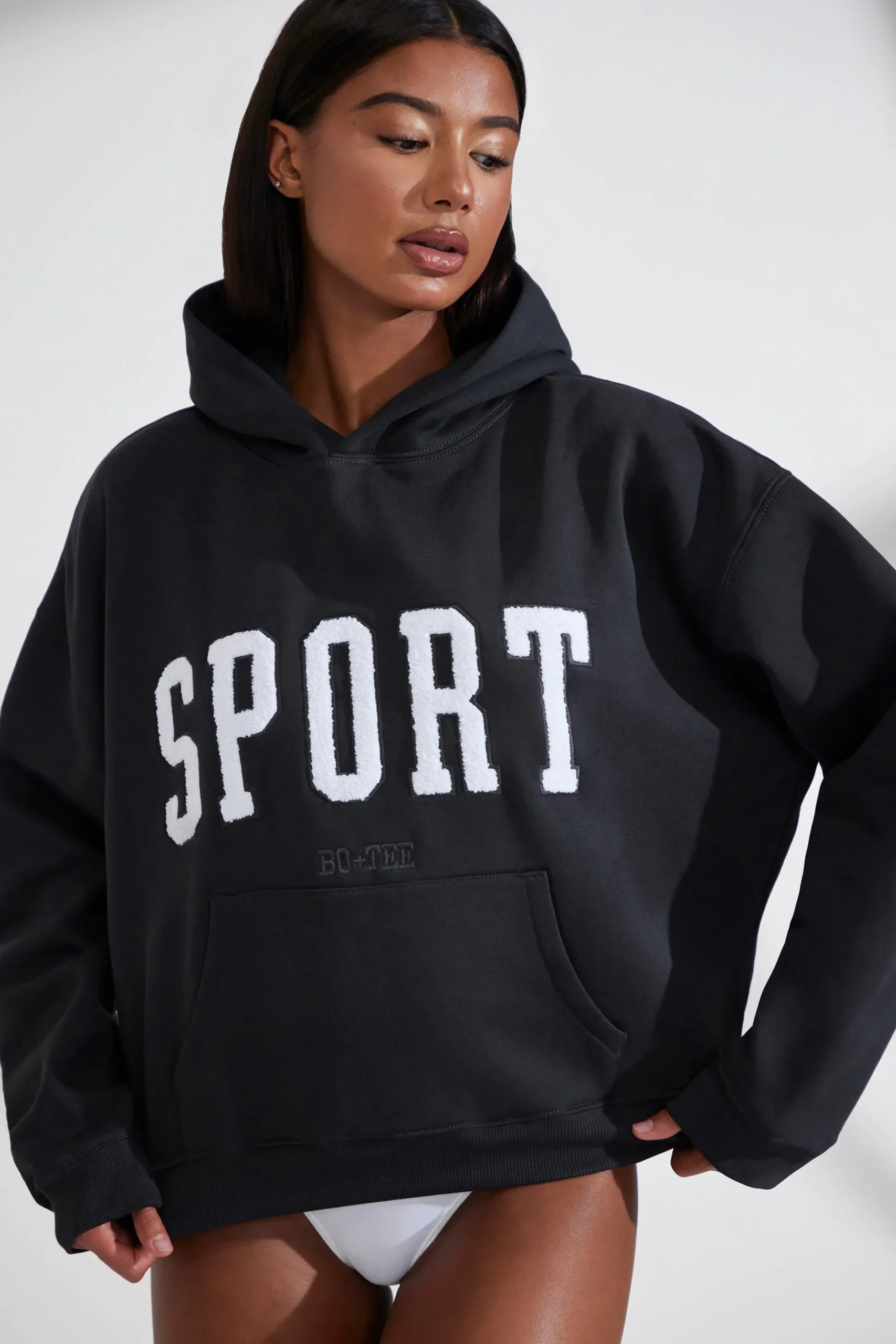 Oh Polly Tracksuits | Sweatshirts^Oversized Hooded Sweatshirt in Black