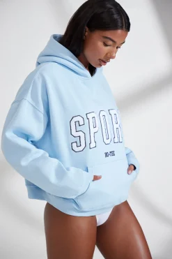 Oh Polly Tracksuits^Oversized Hooded Sweatshirt in Baby Blue BabyBlue
