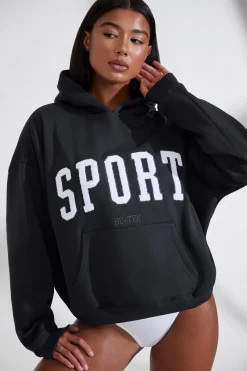 Oh Polly Tracksuits | Sweatshirts^Oversized Hooded Sweatshirt in Black