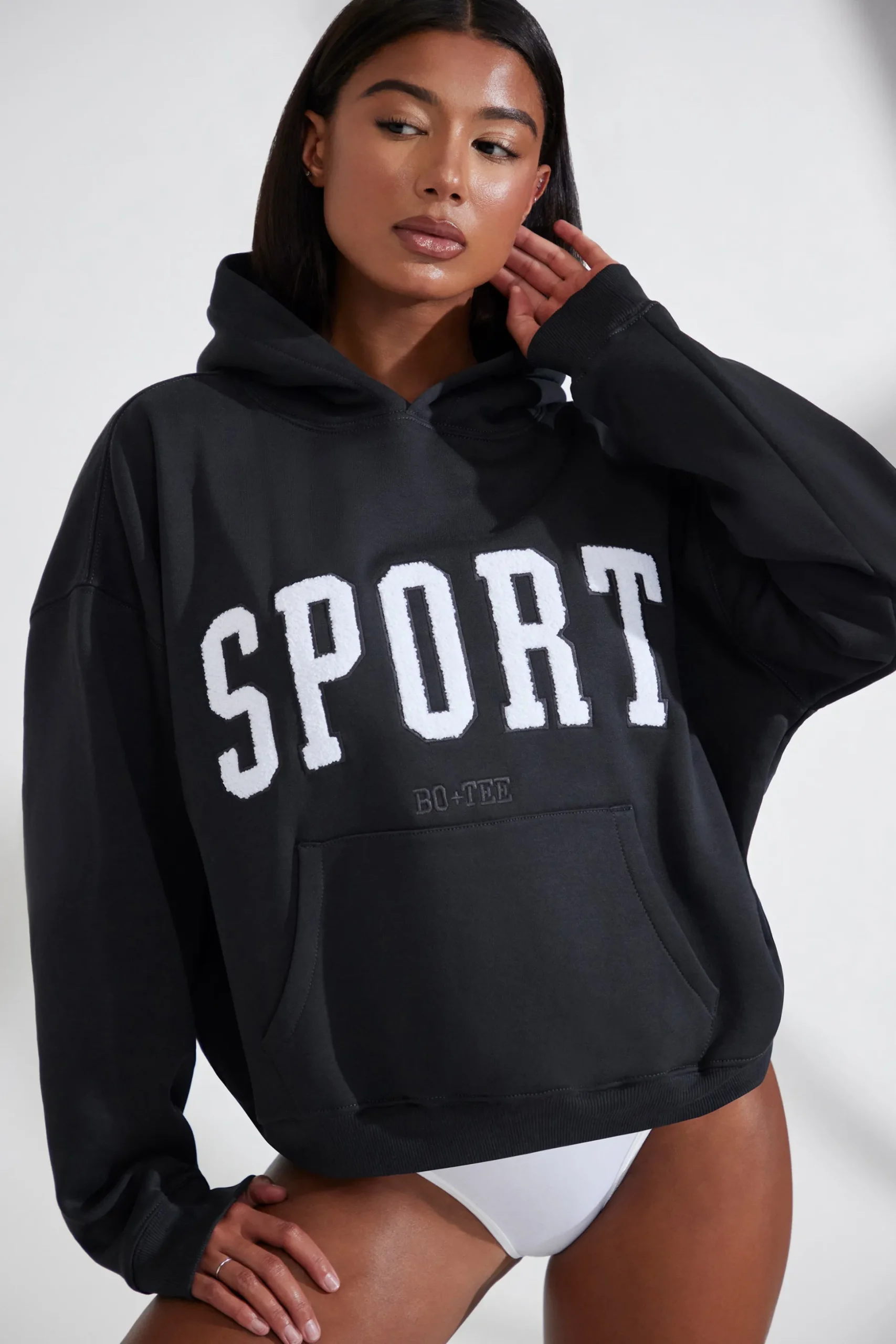 Oh Polly Tracksuits | Sweatshirts^Oversized Hooded Sweatshirt in Black